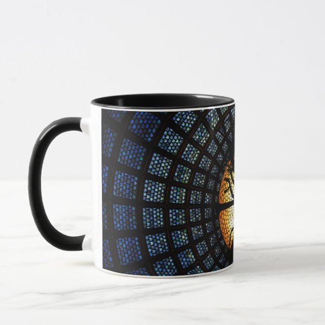 Dark Blue Symbolic Tree Enigmatic Nature Art Mug (Left)