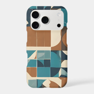 Dark Blue, Teal, Brown, and Tan Geometric Pattern