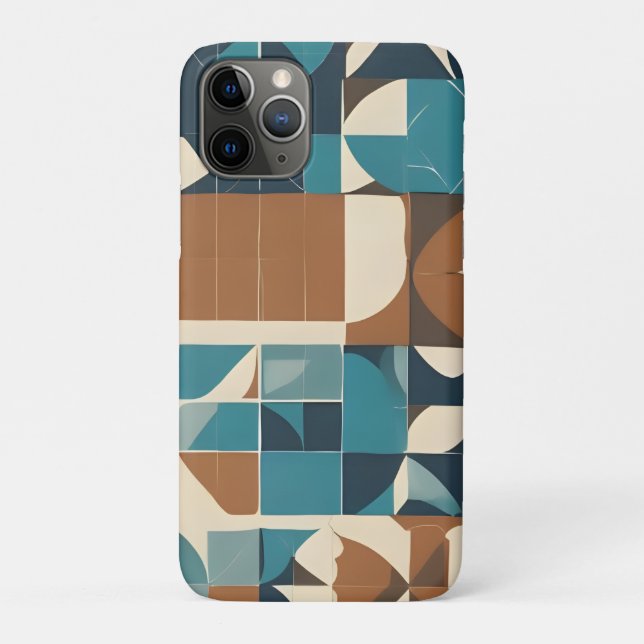Dark Blue, Teal, Brown, and Tan Geometric Pattern Case-Mate iPhone Case (Back)