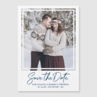 Dark Blue Text and Photo Save the Date