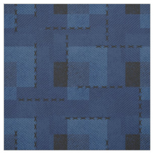 Dark blue textured geometric  fabric