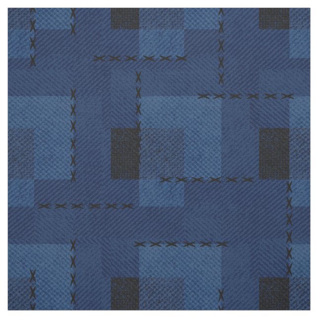 Dark blue textured geometric  fabric (Swatch)