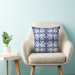Dark Blue Tie Dye Pattern Cushion