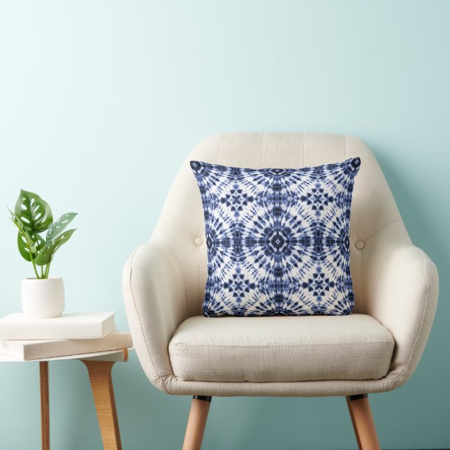 Dark Blue Tie Dye Pattern Cushion (Chair)