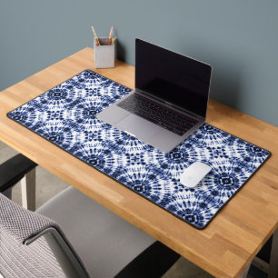 Dark Blue Tie Dye Pattern Desk Mat