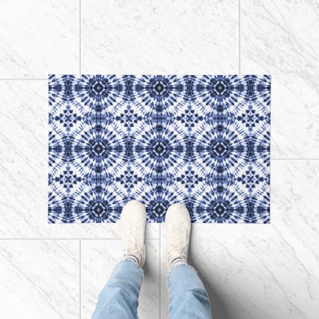 Dark Blue Tie Dye Pattern Doormat (Indoor)