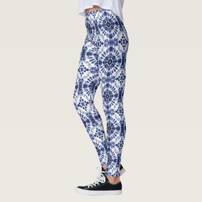Dark Blue Tie Dye Pattern Leggings (Left)
