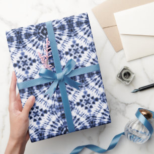 Dark Blue Tie Dye Pattern Wrapping Paper