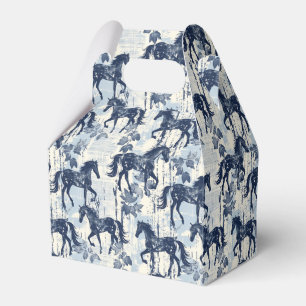 Dark Blue Toile Horses Repeating Favour Box
