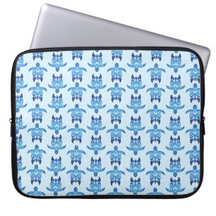 Dark Blue Tribal Honu Turtles Laptop Sleeve