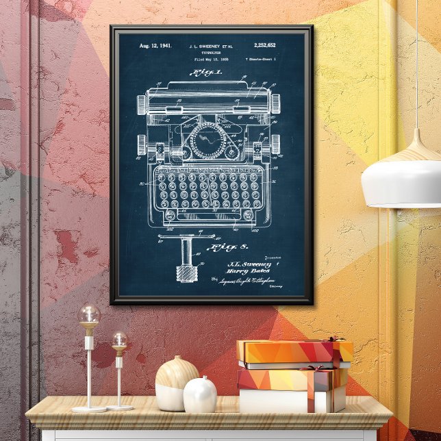 Dark Blue | Typewriter Patent Poster (Creator Uploaded)