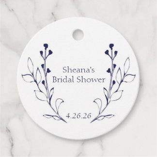 Dark Blue Vines & Flowers Favour Tags