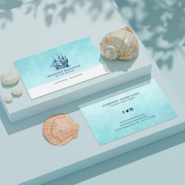 Dark-blue vintage wind sailing boat business card (Creator Uploaded)