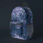 dark blue watercolor and faux chunky glitter printed backpack<br><div class="desc">girly backpack</div>