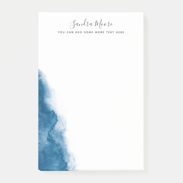 Dark blue watercolor personalised name post-it notes (Front)