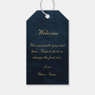 Dark blue watercolor welcome gift tags