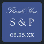 Dark Blue Wedding Favour Thank You Sticker<br><div class="desc">Dark Blue Wedding Favour Thank You Sticker,  please personalise with initials of the couple and the date of the wedding,  using the online personalisation template before ordering.</div>
