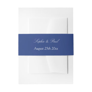 Dark Blue Wedding Invitation Belly Band