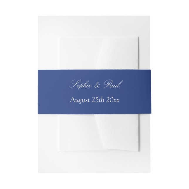 Dark Blue Wedding Invitation Belly Band (Front Example)