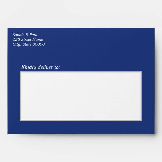 Dark Blue Wedding Invitation Envelope (Front)