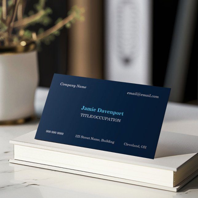 Dark Blue White Elegant Classic Minimalistic Business Card (Creator Uploaded)