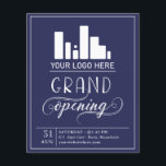 Dark Blue & White Grand Opening Your Logo Invitati Flyer<br><div class="desc">Grand opening flyer in an elegant dark blue and white typography design for your business,  perhaps a store,  a restaurant,  or a beauty salon. Add your own logo too!</div>