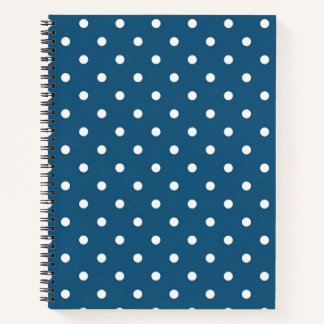 Dark Blue & White Polka Dot Spiral Notebook