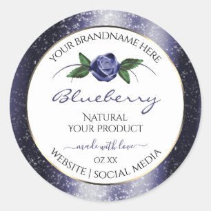 Dark Blue White Product Labels Sparkling Glitter