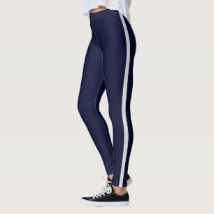 Dark Blue White Stripe Leggings
