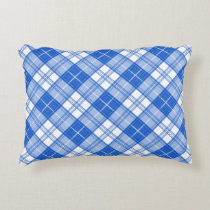Dark Blue White Tartan Pattern yxm0uat9 diagonal Decorative Cushion