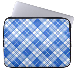 Dark Blue White Tartan Pattern yxm0uat9 diagonal Laptop Sleeve