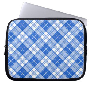 Dark Blue White Tartan Pattern yxm0uat9 diagonal Laptop Sleeve