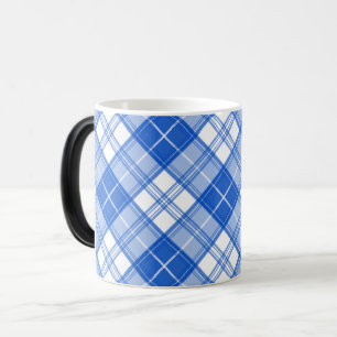 Dark Blue White Tartan Pattern yxm0uat9 diagonal Magic Mug