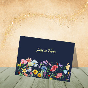 Dark Blue Wildflowers in the Field Note Cards