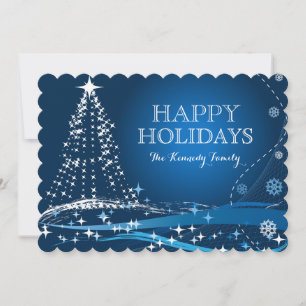 Dark Blue Winter Background Holiday Card