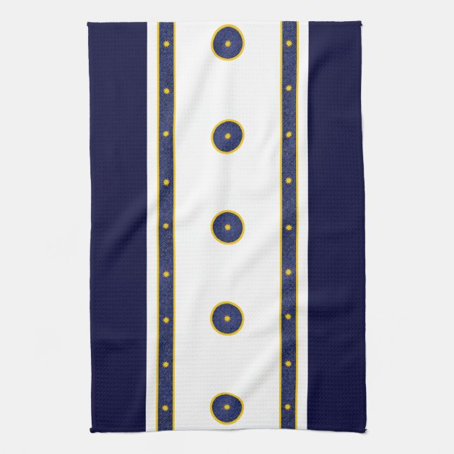 Dark Blue with Gold Stars Tea Towel (Vertical)