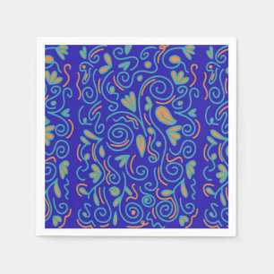 Dark blue with neon swirls napkin