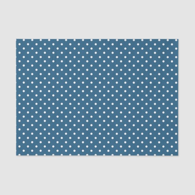 Dark Blue with White Polka Dots  Tissue Paper (Front)