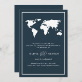 Dark Blue World Map | Wedding Cancellation Invitation (Front/Back)