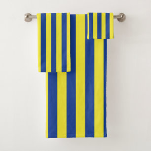 Dark Blue & Yellow Stripes  Bath Towel Set