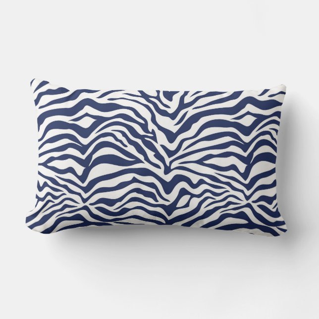 Dark Blue Zebra Print Lumbar Cushion (Front)
