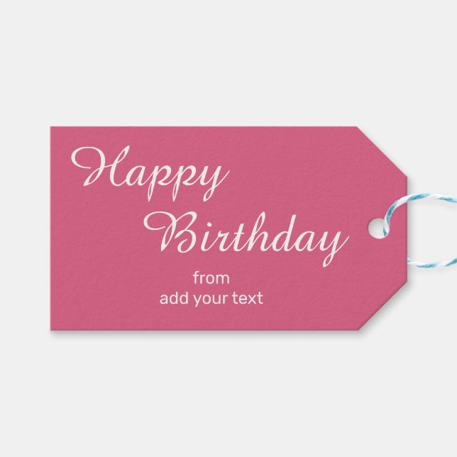 Dark Blush Pink Birthday Gift Tags (Front (Horizontal))