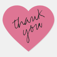 Dark Blush Pink Heart Thank You Sticker