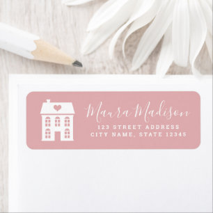 Dark blush pink white town house and heart return