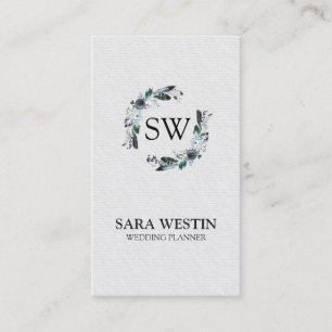 Dark Bohemian Floral Monogram Business Card