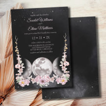 Dark Boho Floral Triple Moon Phase Handfasting