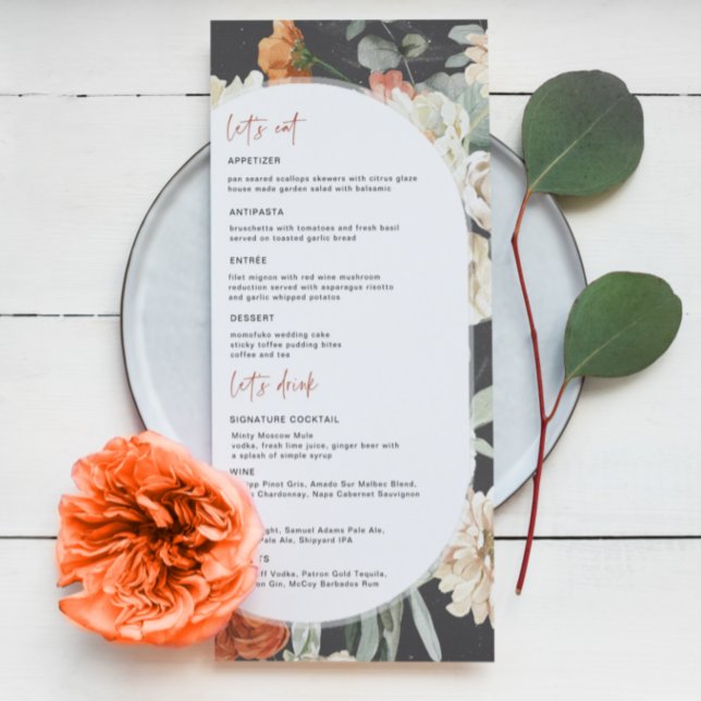Dark Boho Floral | Wedding Menu (Creator Uploaded)