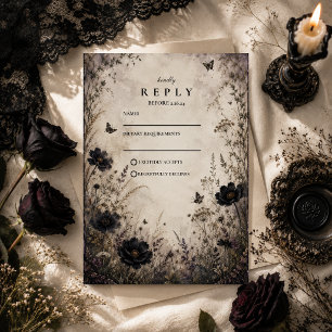 Dark Boho Goth Wedding RSVP Card