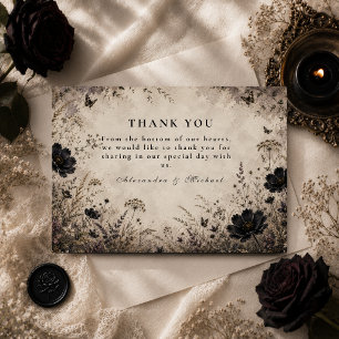 Dark Boho Goth Wedding Thank You Card