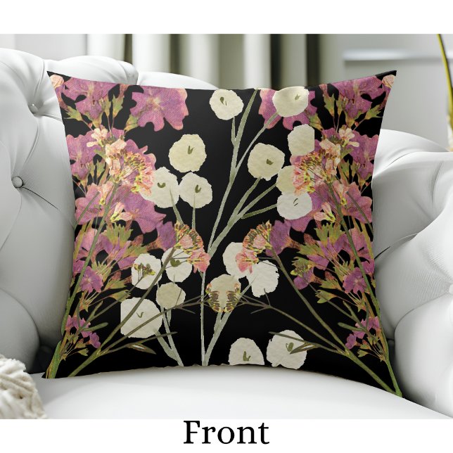 Dark Boho Pressed Paper Flowers Cushion (Creator Uploaded)
